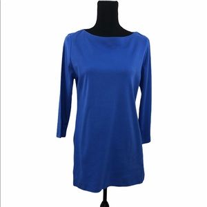 NWT Karen Scott Persian Blue Curve Hem Sweater